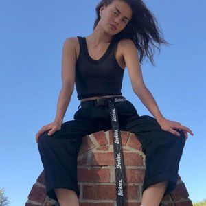 DICKIES HIGH RISE CARGO UTILITY ROLL PANTS BLACK